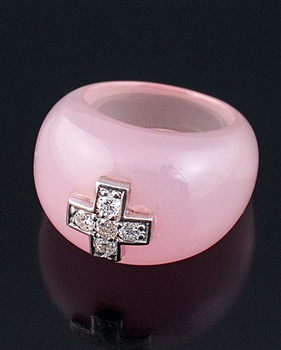 Pink Resin & Sterling Silver Ring by JC Bertranet