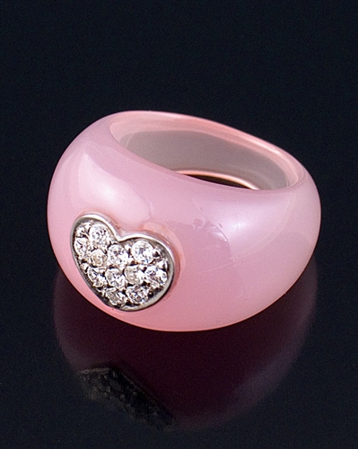 Pink Resin & Sterling Silver Heart Ring by JC Bertranet