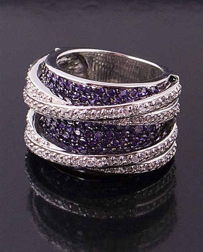 Sterling Silver Ring with Amethyst Cubic zirconia by JC Bertranet