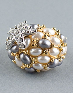 Gold Pearl Ring with Starfish Kenneth Jay Lane