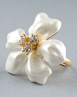 Gold Pearl Flower Ring by Kenneth Jay Lane