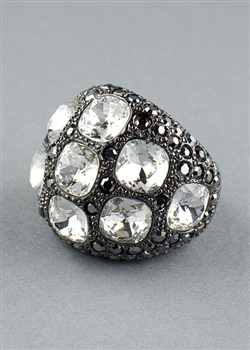 Gunmetal Crystal Dome Ring by Kenneth Jay Lane