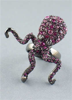 Pink Crystals Octopus Ring by Kennth Jay Lane