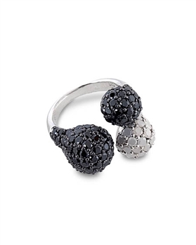 Black/White Sterling Silver Ring with Cubic Zirconia by Monaco