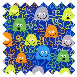 Organic Cotton Happy Drawings Octopus 61 Blue from Cloud 9