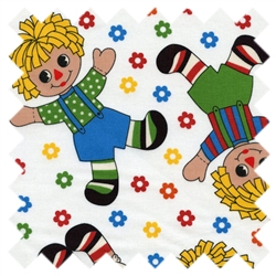 Holly's Dolls Raggedy Ann and Andy White 8007-019 for Blue Hill Fabrics