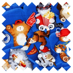 Cat Sports Fan Blue Cat-C1143-Blue from Timeless Treasures