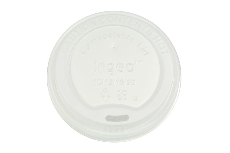 Hot Cup Lid-10-20 Oz-Compostable-Cpla - 1000/Cs (20 X 50)