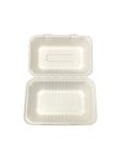 Bagasse Hinged Lid Container -  Hoagie 9 x 6" - 250/Cs (2 X 125)