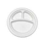 Compostable9" 3-Sect. Round Plate - 500/Cs (4 X 125)