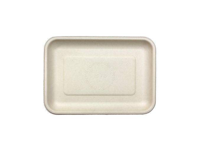 Compostable Fiber Tray 8 X 5.75 X 0.6" - 500/Cs (4 X 125)