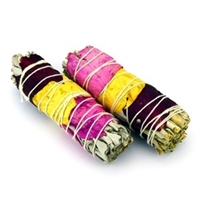 Rose Petals White Sage Smudge Stick 4" 2 pack