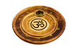 Wood round cone/stick Incense Holder: Om