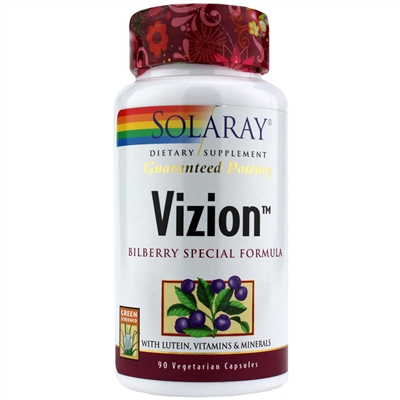 Vizion Bilberry Special Formula: Bottle / Vegetarian Capsules: 90 Capsules