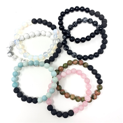 Gemstone Lava Bead Bracelet : 8mm