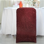 Spandex Stretch Folding Chair Cover With Metallic Glittering Back - Burgundy Spandex Stretch Folding Chair Cover With Metallic Glittering Back - Burgundy