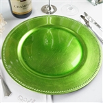 13" Lime Green Round Acrylic Beaded Charger Plates - Set of 6