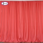 5ft x 10ft Coral Fire Retardant Polyester Curtain Panel Backdrops Window Treatment with Rod Pockets - Set Of 2