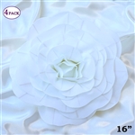 16" Large Artificial DIY 3D Flowers for Room Wall Decoration - White - Pack of 4
