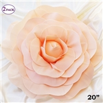 20" Giant Rose DIY 3D Artificial Flowers for Wedding Room Wall Decoration - Blush - Pack of 2