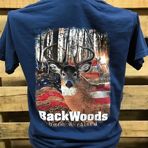 Backwoods Born & Raised Deer with American Flag