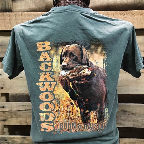 Backwoods Born & Raised Brown Lab with Duck in Mouth