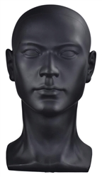 Plastic Male Mannequin Head Display - Matte Black