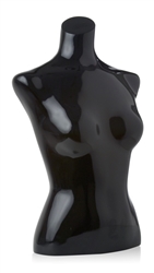 Female Torso Form in Gloss Black with 5/8" Flange