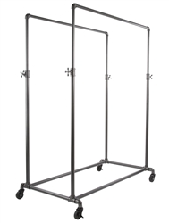 Adjustable Double Bar Ballet Rack in Anthracite Grey - Pipe Collection