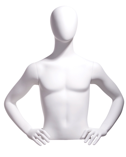 Egghead White Male Upper Torso - Display Form - Hands on Hips from www.zingdisplay.com