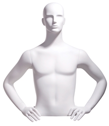 Realistic White Male Upper Torso - Display Form - Hands on Hips from www.zingdisplay.com