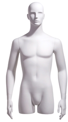 Realistic White Male 3/4 Display Form - Hands at Sides