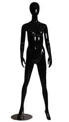 Jan Glossy Black Egghead Female Mannequin arms to side