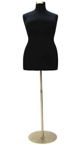 Black Female Dress Form Size 14/16 - Metal Base Included