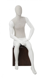 Linen Mixed Fabric Seated Male Mannequin