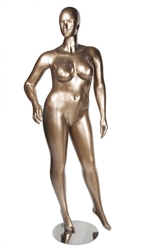 Metallic Gold Plus Size 16 Female Mannequin Right Hand on Hip Left Leg Out
