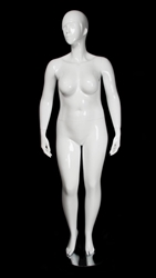 Glossy White Plus Size 16 Abstract Female Mannequin Left Leg Bent