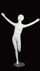 Child Mannequin Abstract Glossy White Arms Up