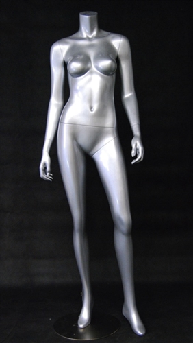 Glossy Silver Headless Female Mannequin