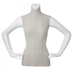 Linen Mixed Fabric 1/2 Torso Mannequin Form Hands on Hip