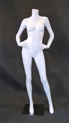 Gloss White Headless Female Mannequin with Hands on Hips