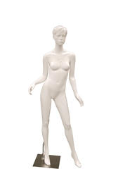 Abbey Female mannequin in gloss white - hands spread