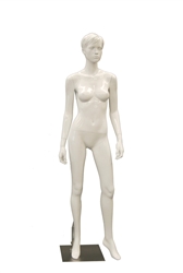 Abbey Female mannequin in gloss white - arms to side