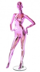 Unbreakable Metallic Pink Female Egghead Mannequin Hands on Hips