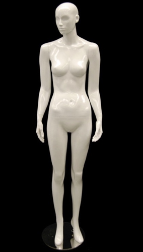 White Mannequin Abstract Head Female with Arms at Sides