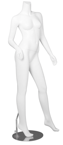 Female Mannequin Matte White Headless Changeable Heads - Right Hip Out