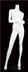 Female Mannequin Glossy White Headless Changeable Heads - Hands in Front Pose 11