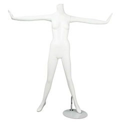 Female Mannequin Matte White Headless Changeable Heads - Arms Out Pose 16