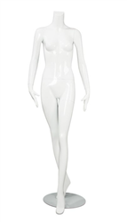 Female Mannequin Glossy White Headless Changeable Heads - Legs Crossed Pose 19