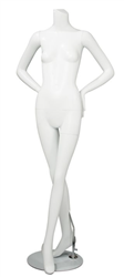 Female Mannequin Matte White Headless Changeable Heads - Hands Behind Back Pose 22